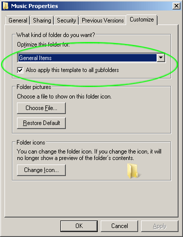 General Items and Apply To All Subfolders