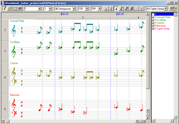 Sekaiju's Musical Score window