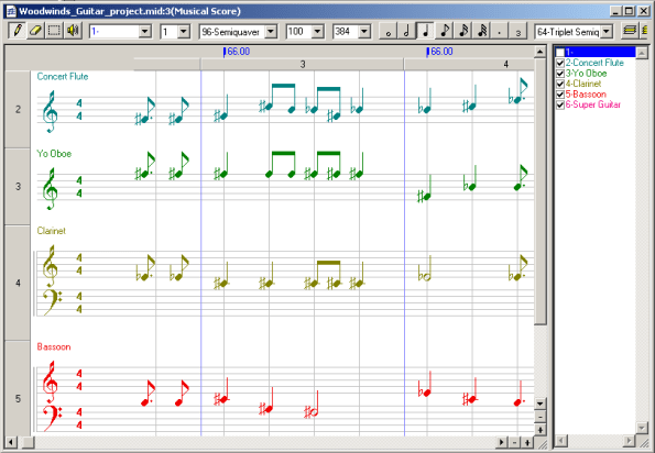 Sekaiju's Musical Score window